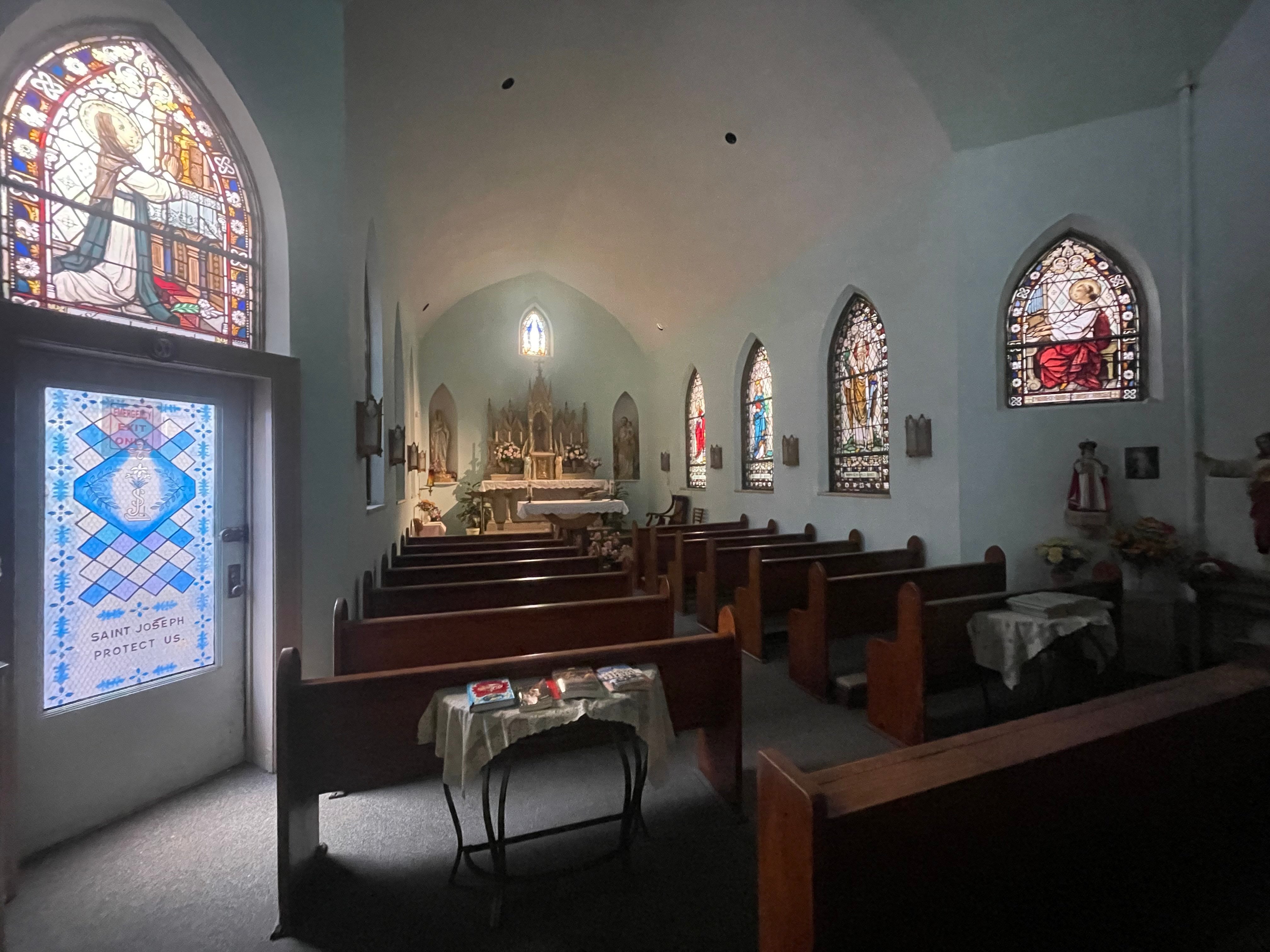 Inside Saint Joseph’s Immigrant Home, tenants can pray in an ornate chapel. An image of the chapel inside Saint Joseph's Immigrant Home