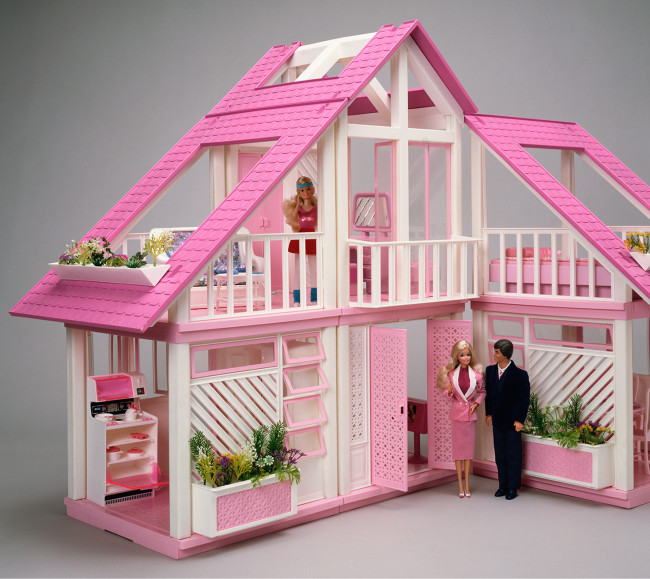 Barbie’s 1986 dream house, with a Barbie in it.