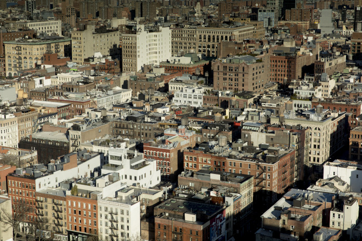 High angle view of SoHo neighborhood in New York City.