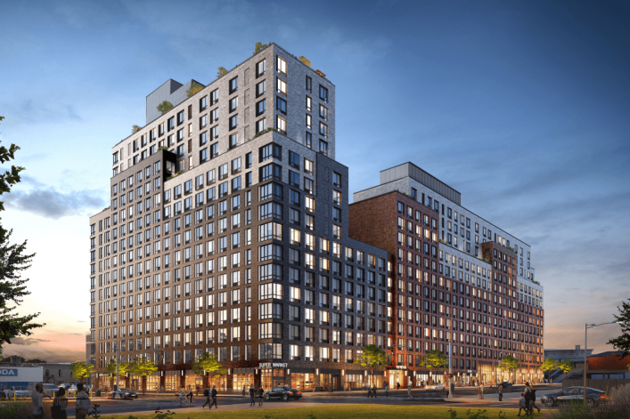 A rendering of the two buildings in Inwood, Manhattan A rendering of the two buildings in Inwood, Manhattan