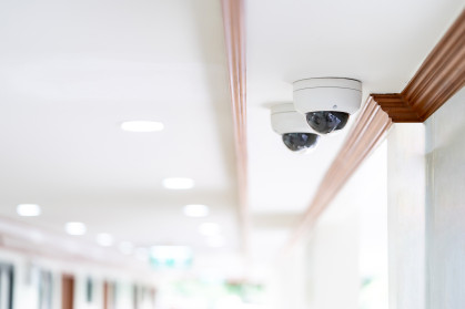 CCTV camera is installed inside a building.