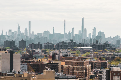 Panorama of NEW YORK CITY with the bronx's neighborhood. stock photo