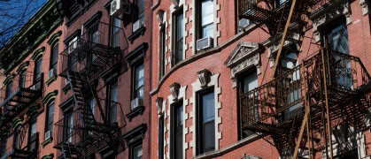 Row of Beautiful Old Brick Residential Buildings on the Lower East Side of New York City