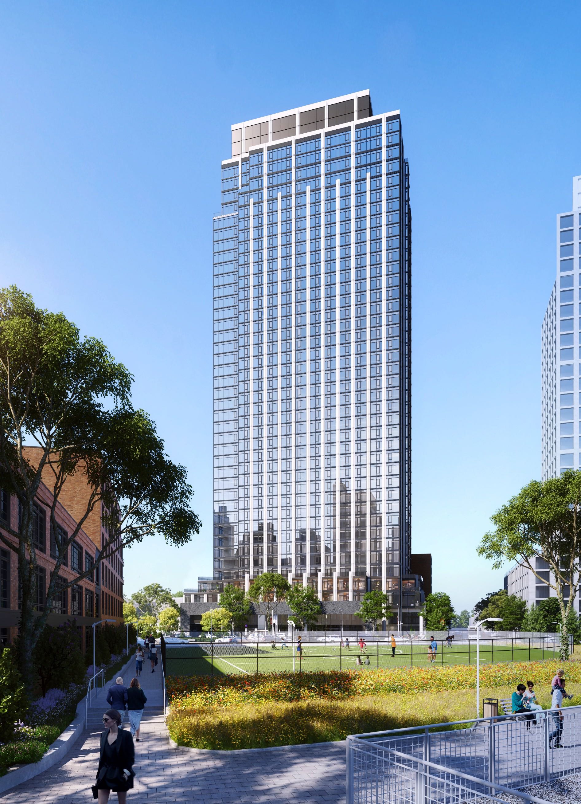 A rendering of the Dupont, a 41-story tower, front-facing.