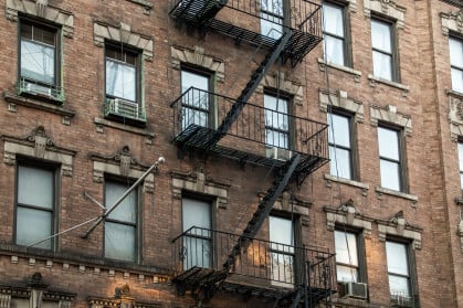 Typical facade of an old residential building in Manhattan.