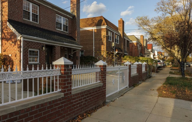 Brick houses in Flushing, Queens