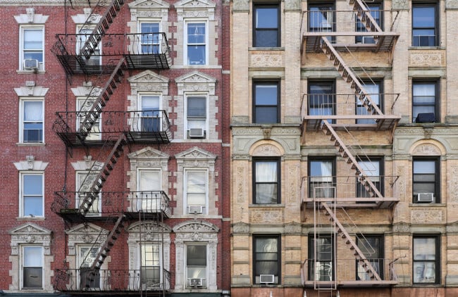 NYC apartment building fire escapes