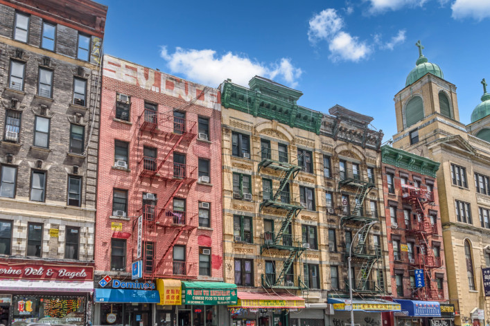 apartment buildings on Catherine Street in Lower Manhattan