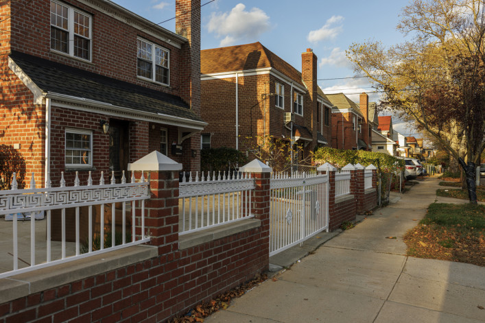 Brick houses in Flushing, Queens