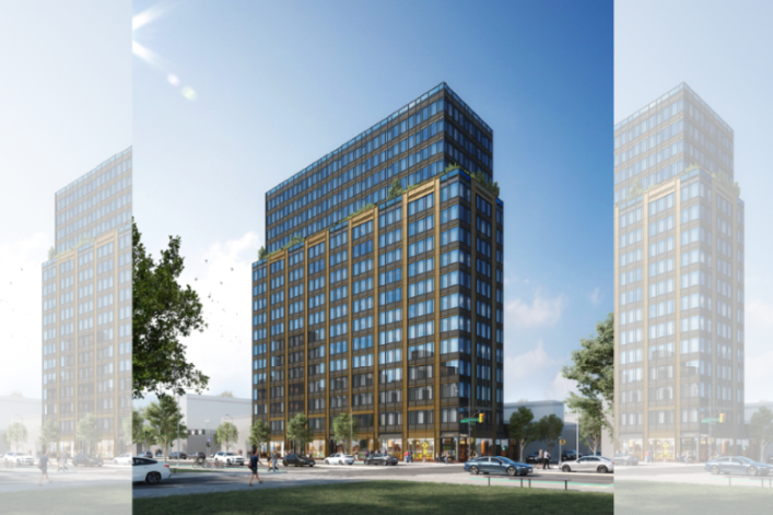 A rendering of the 17-story building in Gowanus, Brooklyn.