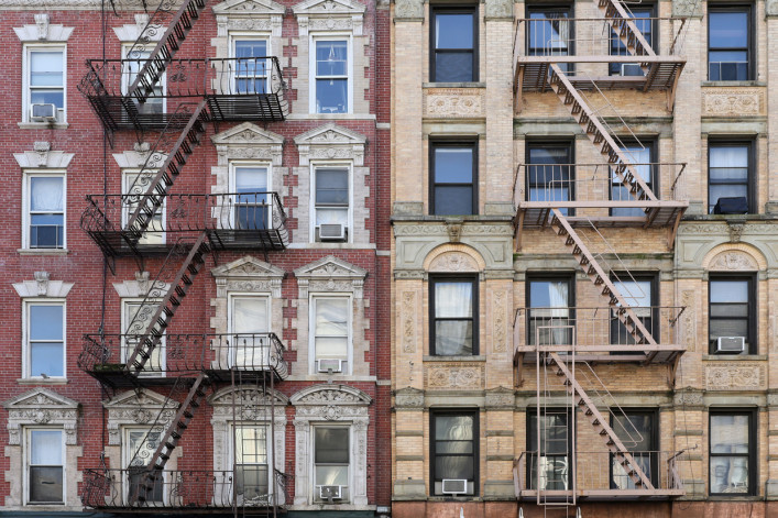 NYC apartment building fire escapes