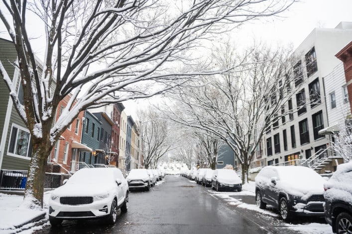 Snow Covered Cars Parked in Brooklyn New York