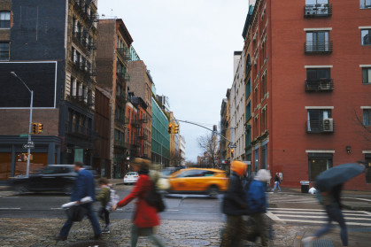 Rainy day in the Noho section of Manhattan