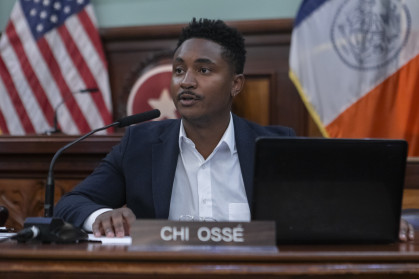Chi Ossé presides over the contentious city council meeting.