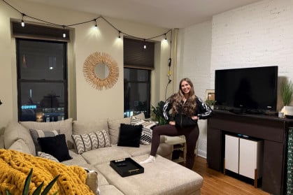 Rachel in her Hell's Kitchen apartment