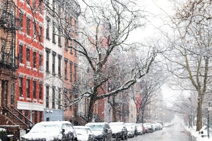 NYC street in winter