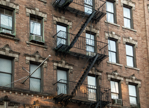 Typical facade of an old residential building in Manhattan.