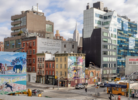 Murals seen from Manhattan's High Line at 18th Street