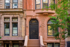 Typical Brownstone Row House, New York City stock photo