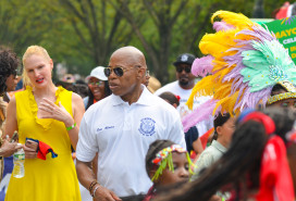 NYC Mayor Eric Adams participates in the annual West Indian Day parade in Brooklyn September 2023