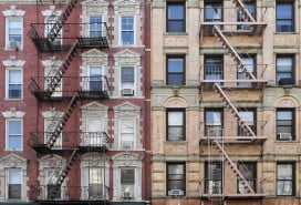 NYC apartment building fire escapes