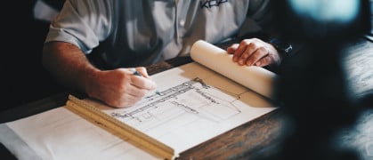 An architect working on a draft