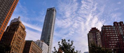 View of 50 West Street among other buildings in Lower Manhattan