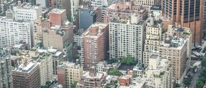 Elevated view of Manhattan apartment buildings