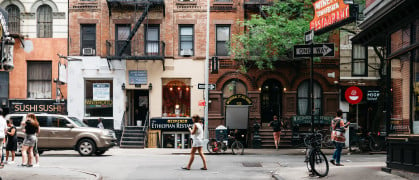 Stores and business in MacDougal Street in Greenwich Village. It has been called the most colorful and magnetic venue for tourists in the Village