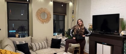 Rachel in her Hell's Kitchen apartment