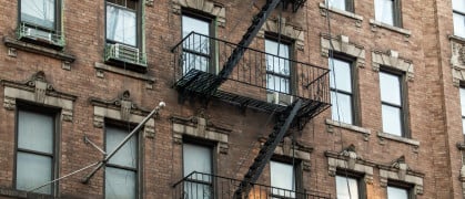 Typical facade of an old residential building in Manhattan.