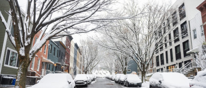 Snow Covered Cars Parked in Brooklyn New York