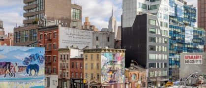 Murals seen from Manhattan's High Line at 18th Street