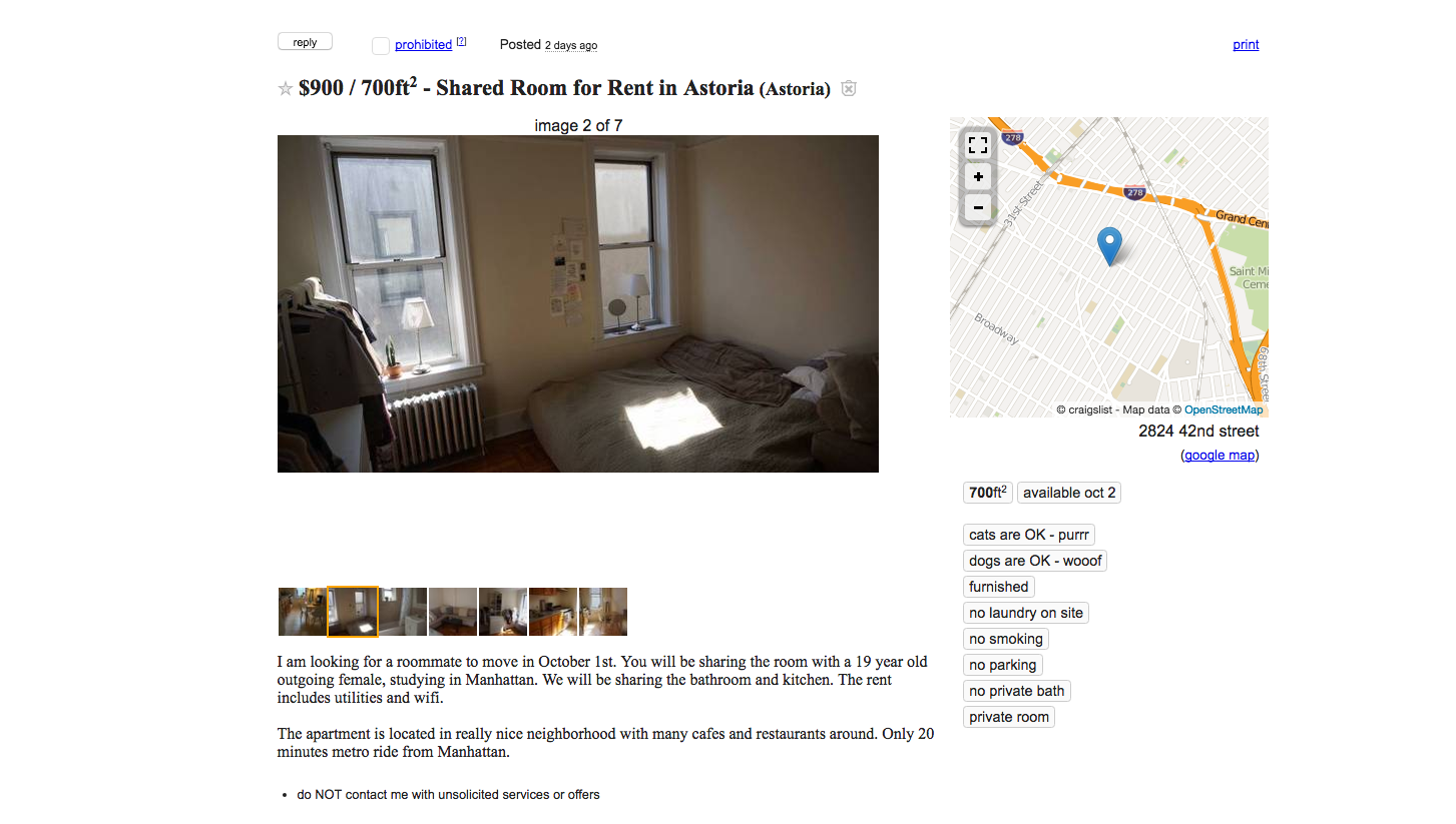 Classic Craigslist: These roommates want $900/month for a SHARED bedroom in  Queens