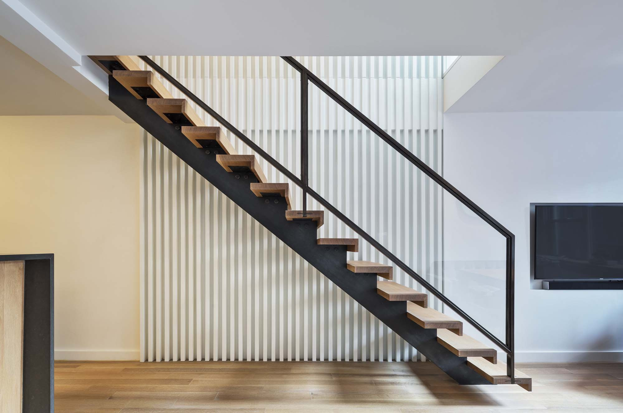 Very different staircase. Good solution for a steep set of stairs.
