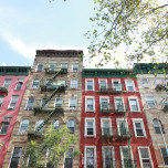 Bright, colorful apartment buildings in Chinatown/Lower East Side of Manhattan, NYC